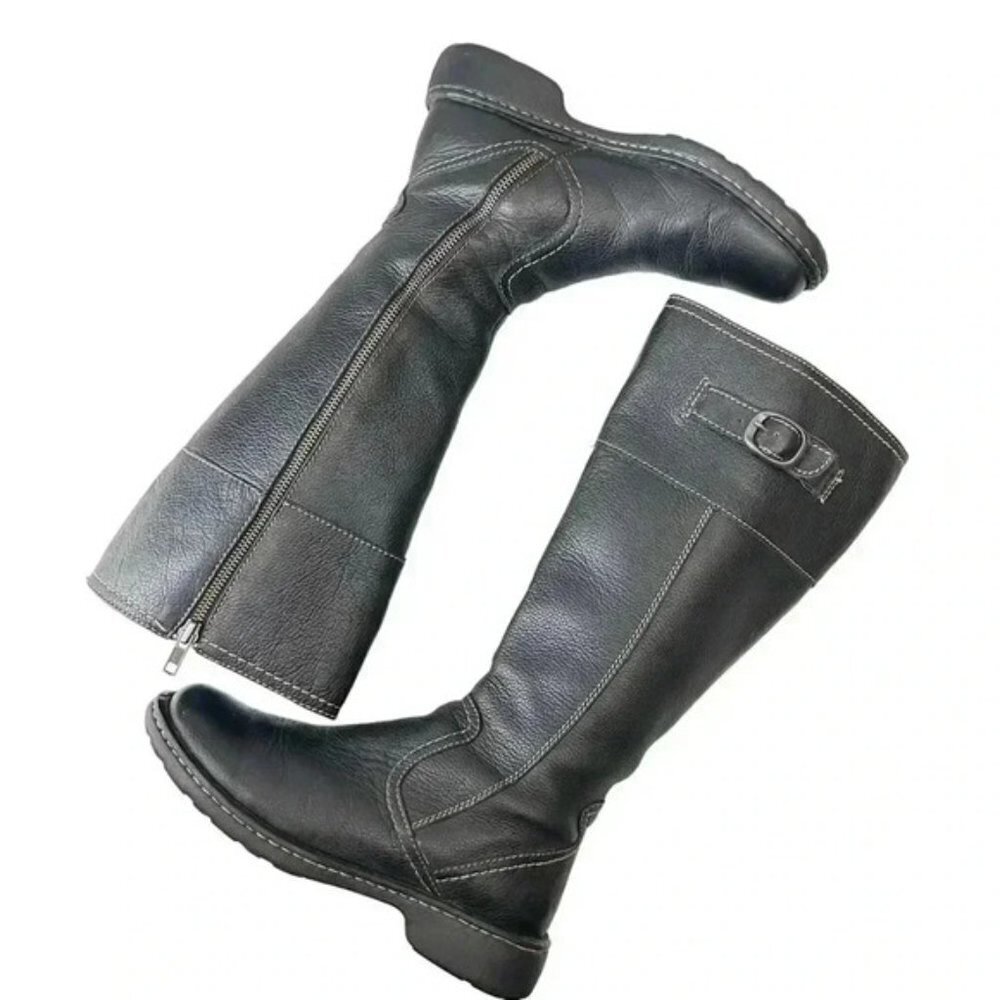 BORN Leather Riding Boots Tall Knee High Equestrian Buckle Black Size 6.5 EU37 - Picture 15 of 16